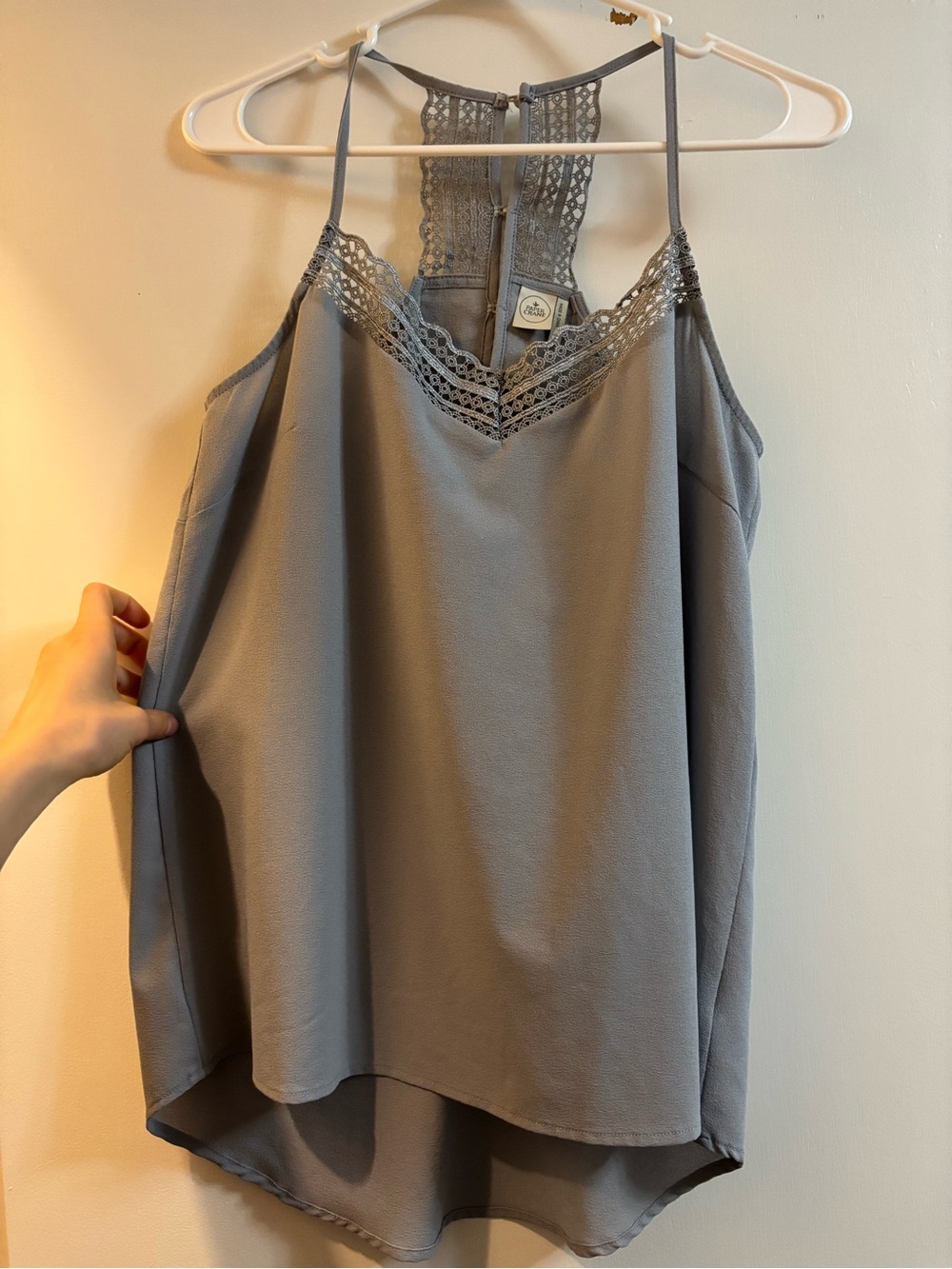 Paper Crane Lace-Back Charcoal Gray Camisole